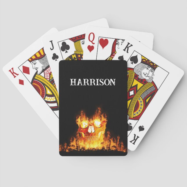 Baralho Círculo de Fogo de Chamas de Caveira Flamejante Mo (Verso)