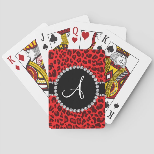 Baralho Círculo vermelho do impressão do leopardo do (Verso)
