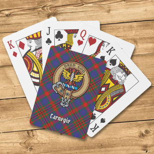 Baralho Clan Carnegie Crest sobre Tartan