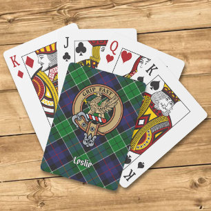 Baralho Clan Leslie Crest sobre caçar Tartan