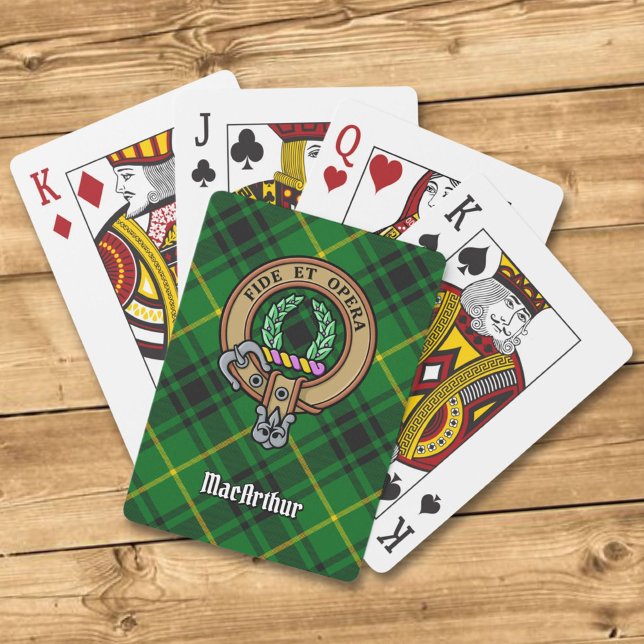 Baralho Clan MacArthur Crest sobre Tartan (Criador carregado)