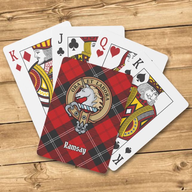 Baralho Clan Ramsay Crest sobre o Red Tartan (Criador carregado)