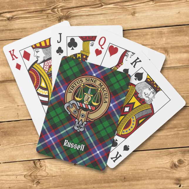 Baralho Clan Russell Crest over Tartan (Criador carregado)