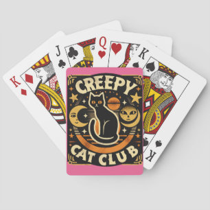 Baralho Clube do Gato Assustador – Design Retro de Gato Pr