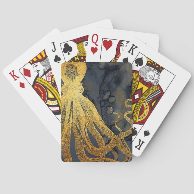 Baralho Coastage Vintage Octopus Dourado Black Blue Waterc (Verso)