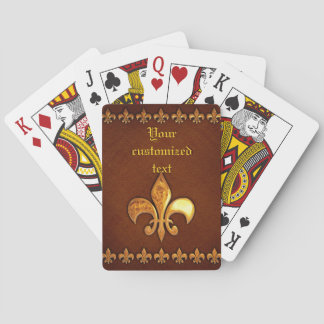 Baralho Cobrir de couro antigo com Fleur-de-Lys de ouro -