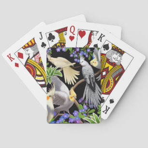 Baralho Cockatiels me esqueçam de não flores tocando cartõ
