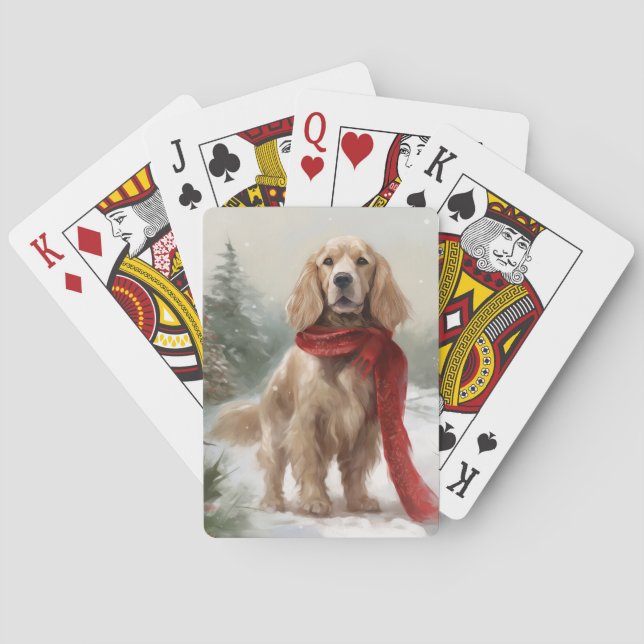 Baralho Cocker Spaniel no Natal na Neve (Verso)