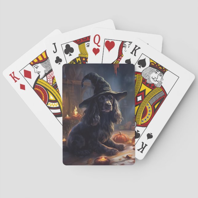 Baralho Cocker Spaniel Pumpkins Halloween Assustado (Verso)