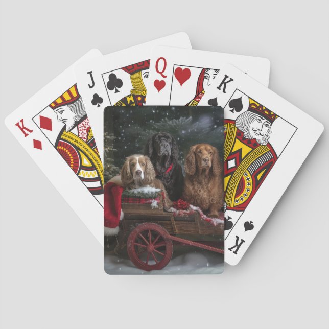Baralho Cocker Spaniel Trineve Trenó de Natal Decoração de (Verso)