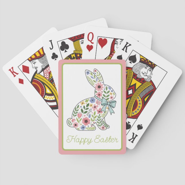 Baralho Coelho de Páscoa com Flores Silvestres Rosa e Azul (Verso)