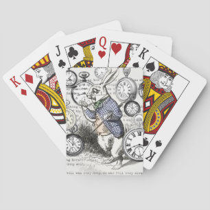 Baralho Coelhos Brancos Alice Wonderland Relógios Arte
