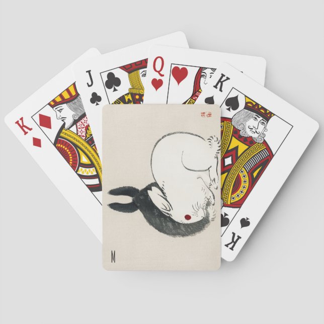 Baralho Coelhos Vintage, preto e branco, japonês (Verso)