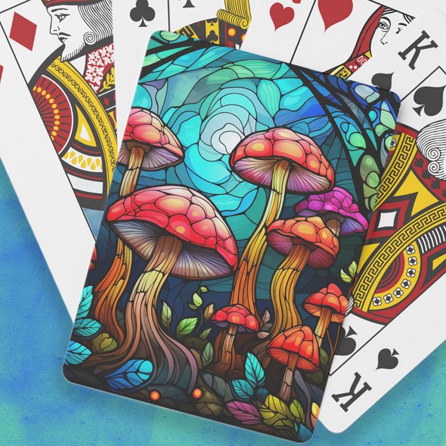 Baralho Cogumelos de Vidro Mancais Fantasia Mística (Stained glass mushrooms playing cards)