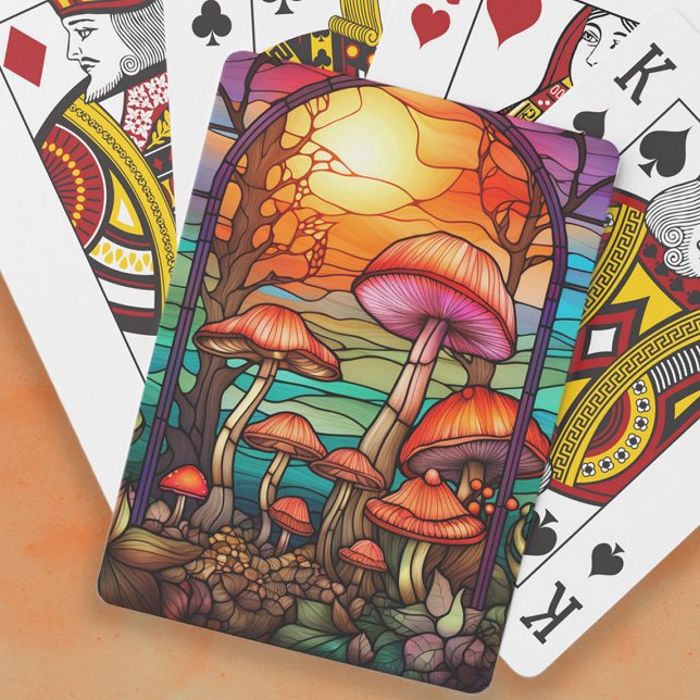 Baralho Cogumelos de Vidro Pintado Amanhecer (Stained glass mushrooms playing cards)