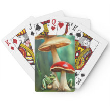cogumelos sapo jogando cartas natureza