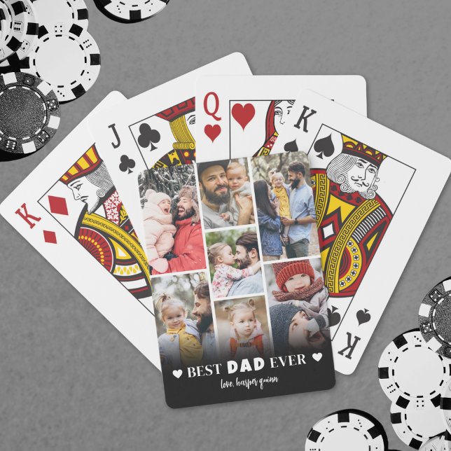 Baralho Colagem de Fotografias de Pai Personalizado (Personalized Dad Photo Collage Father Poker Cards)