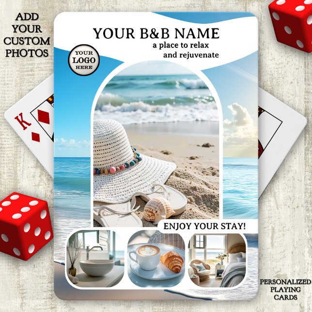 Baralho Colagem de Fotos B&B da Beach House (Beach house or B&B playing cards featuring a collage with your custom photos)