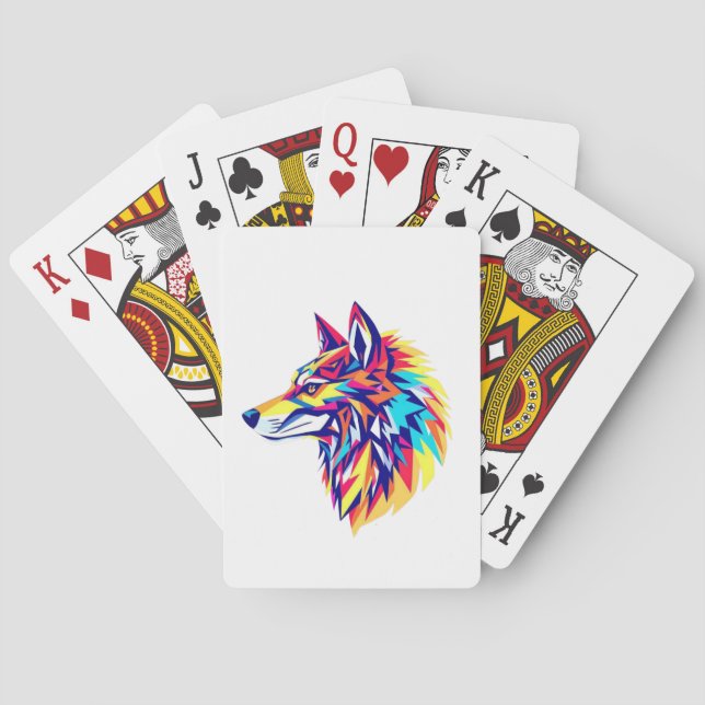 Baralho Colorful Geometric Wolf Classic Playing Cards (Verso)