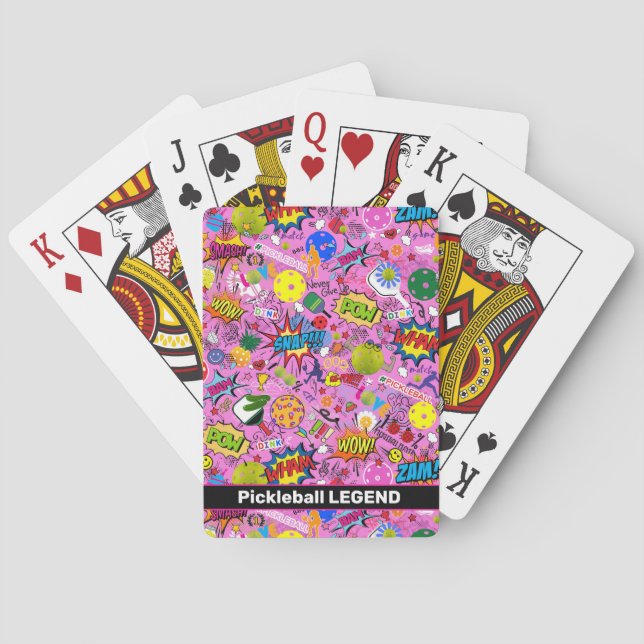 Baralho 😍 com texto misturado de picleball rosa (Verso)