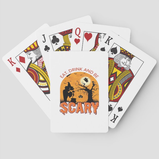 Baralho Coma Bebida E Seja Assustadora Cena De Halloween G (Verso)