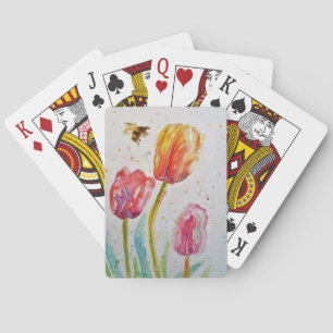 Baralho Conjunto de Cartões de Jogar Aquarela com Tulip e