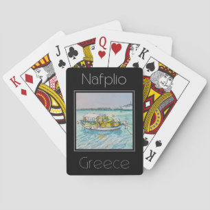 Baralho Cor da água do poster de viagens da Grécia Nafplio