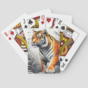 Baralho Cor de Arte Tigre Desenho Branco Parcial Preto