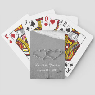 Baralho Corações de amor na areia do deck de cartas de cas