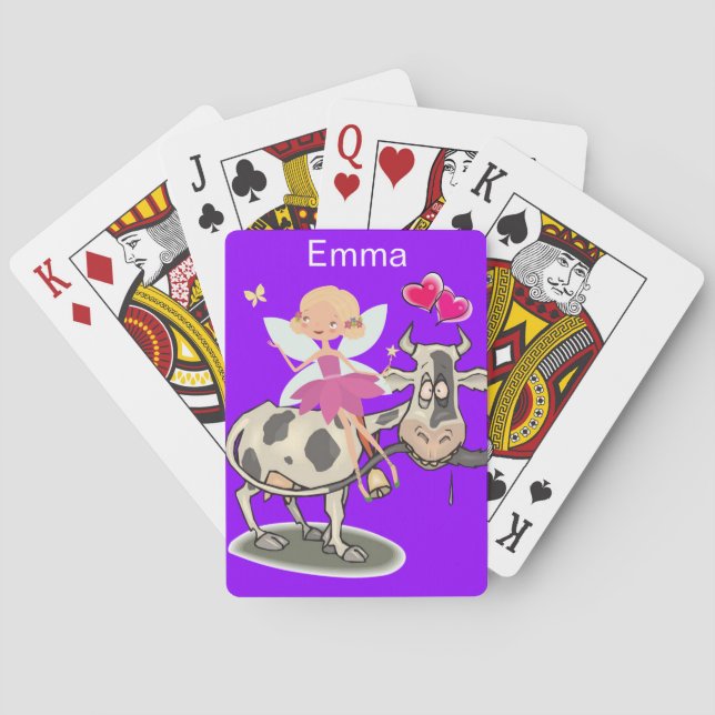 Baralho Corações de Pão de Cartão Vaca Púrpura Fada Rosa (Verso)