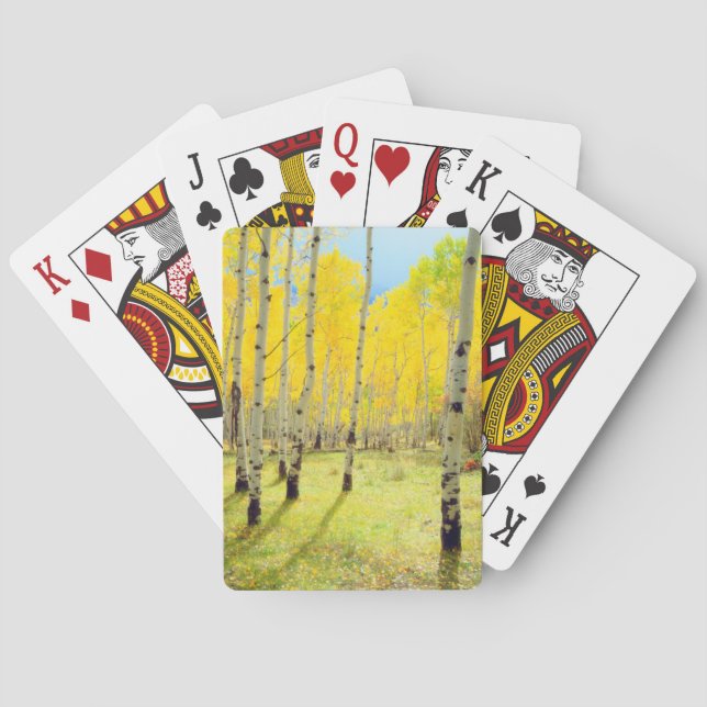 Baralho Cores de outono das árvores Aspen 4 (Verso)