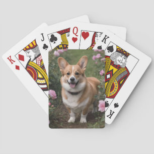 Baralho Corgi Nas Rosas Cor-de-Rosa,