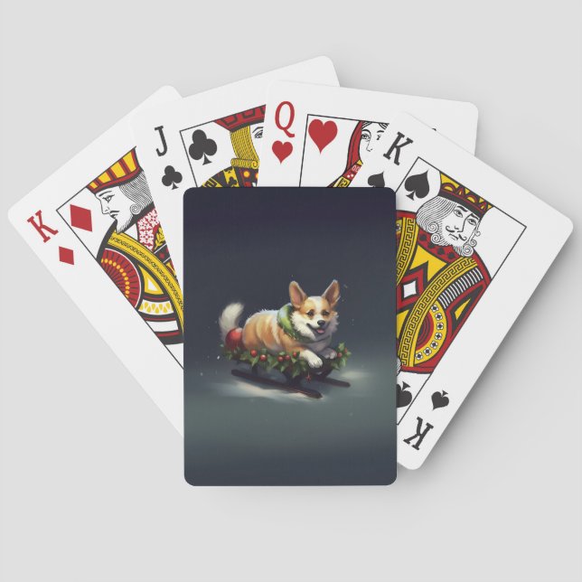 Baralho Corgi Natal neve inverno (Verso)