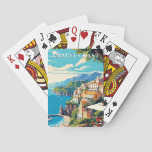 Baralho Costa Amalfitana Itália Estilo Retro Viagem Vintag