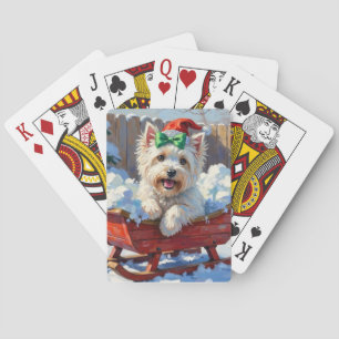 Baralho Coton de Tulear Fofo Trineo de Natal Vintage