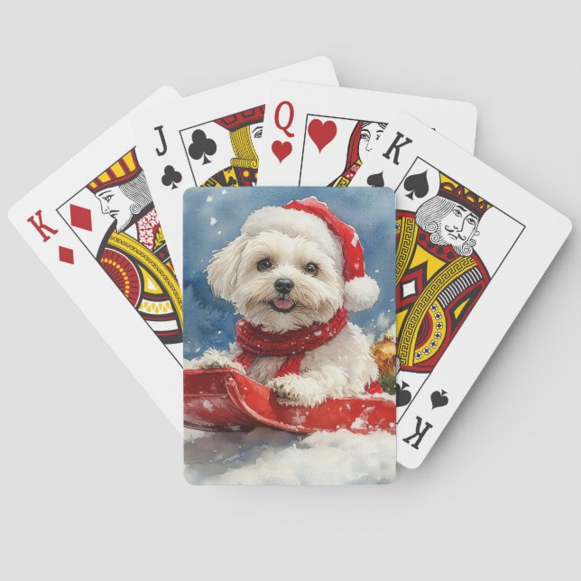 Baralho Coton De Tulear no Trenó Deixe Nevar Natal (Verso)