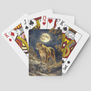 Baralho Cougar na Arte da Vida Selvagem à Lua