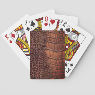 Baralho Couro Clássico De Répteis De Alligador De Mahogany