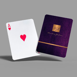 Baralho Couro roxo e monograma elegantes
