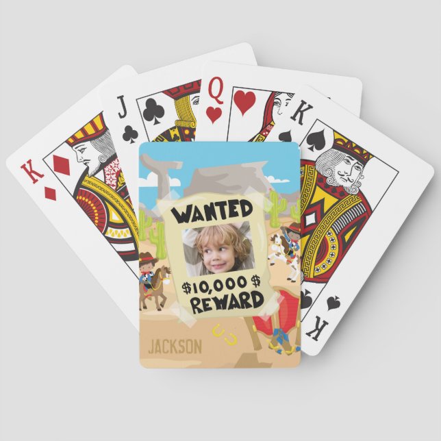 Baralho Cowboy com foto e nome, menino (Verso)