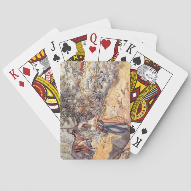 Baralho Cowgirl no Prado (Criança com Animais de Criação) (Verso)