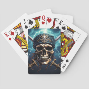 Baralho Crânio Pirata com Cartões de Reprodução Clássicos