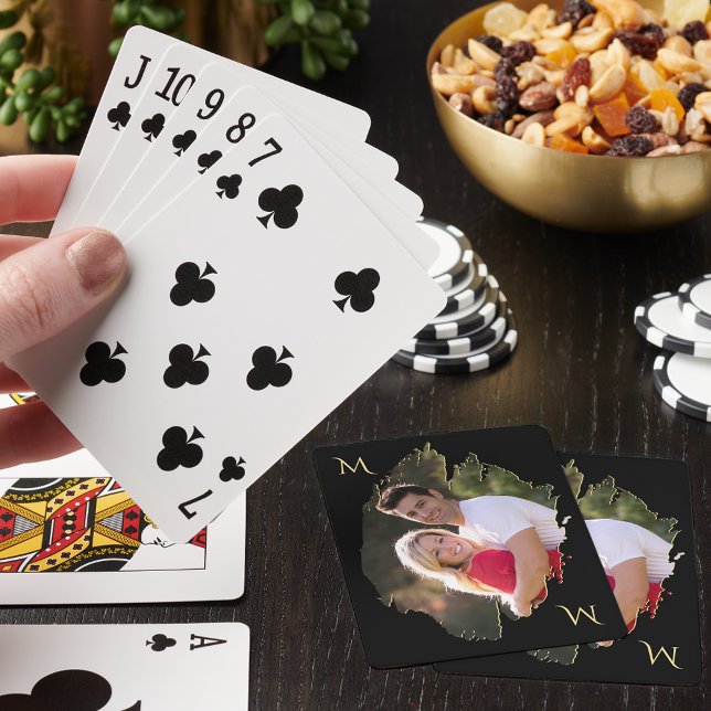 Baralho Create Your Own Stylish Unique Photo Gold Monogram (Create Your Own Stylish Unique Photo Gold Monogram Poker Cards)