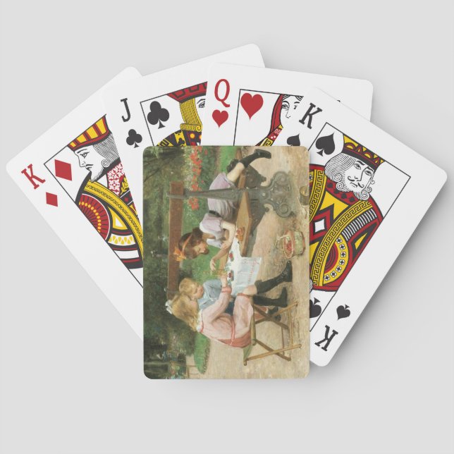 Baralho Crianças tendo chá à tarde no parque (Verso)