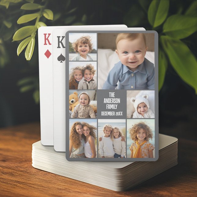Baralho Criar uma Colagem de Fotos Personalizada com 8 Fot (Personalized playing cards)