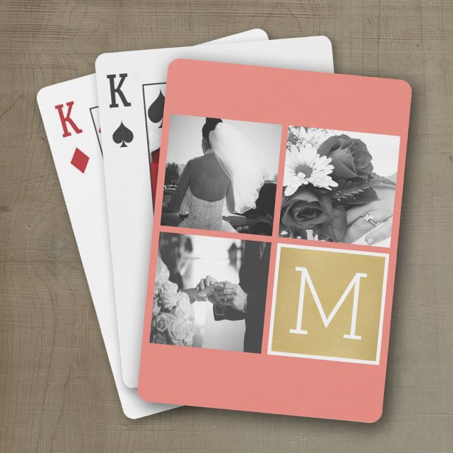 Baralho Crie Seu Próprio Colagem de Fotos de Casamento Mon (Wedding and Anniversary Playing Cards - Personalize with your photo and information)