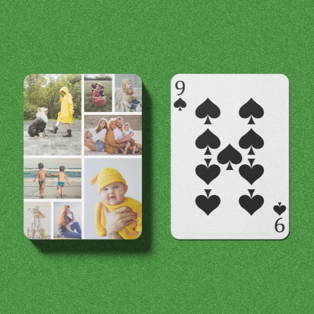Baralho Crie sua própria colagem de 8 fotos (8 Photo Collage Playing Cards)