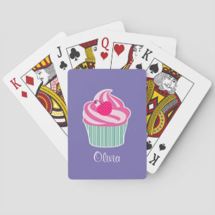 Baralho Cupcake cor-de-rosa personalizado com a cereja das