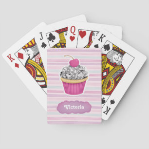 Baralho Cupcake rosa-branco personalizado