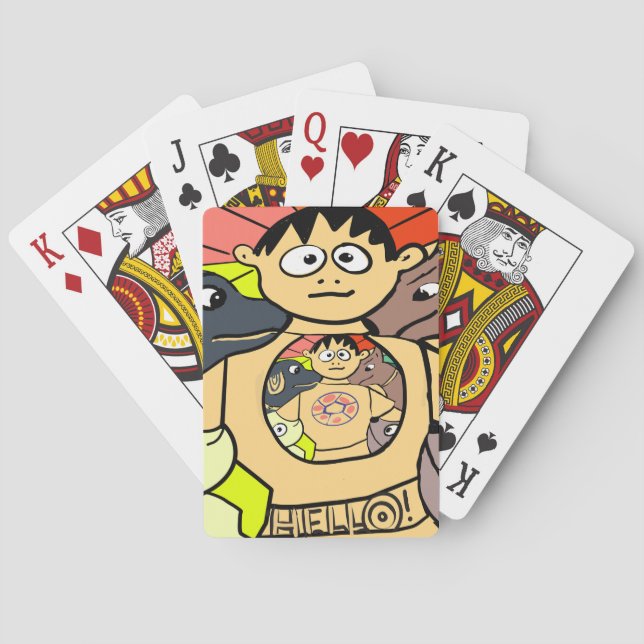 Baralho Curioso Menino e Seus Animais Brancos (Verso)